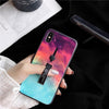 Fashion Ring Phone Case For Iphone Xs Max Xr X 8 7 6 6S Plus Slim Back Cover Starry Sky 9H Tempered Glass Kickstand Coque Capa