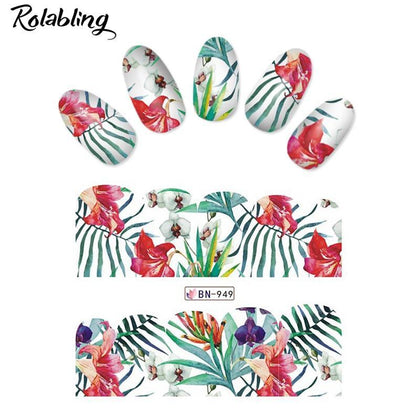 Water Transfer summer flower series Nail Stickers wraps sliders Decoration nails accessories Nails Sticker Set Nail Art Wraps