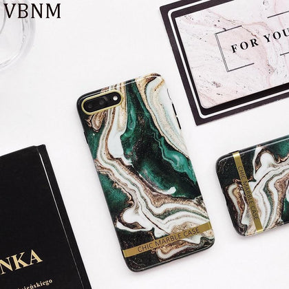 Ink Green Luxury Marble Case For iPhone X XR XS Max 7 8 Plus Soft TPU Silicone Cover Cases For iPhone 8 7 6 6S Plus Back Capa