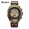 Steampunk Bronze Automatic Watch Men Mechanical Watches Vintage Retro Leather Transparent Skeleton Watch Clock Man