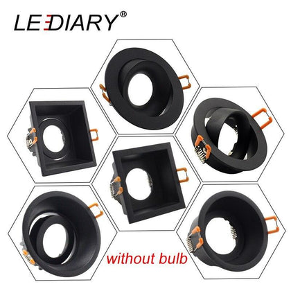 LEDIARY Black LED Downlights Fitting 90-265V Recessed Ceiling Spot Lamp Frame GU5.3 GU10 E27 Bulb Changeable 75MM 90MM Cut Hole