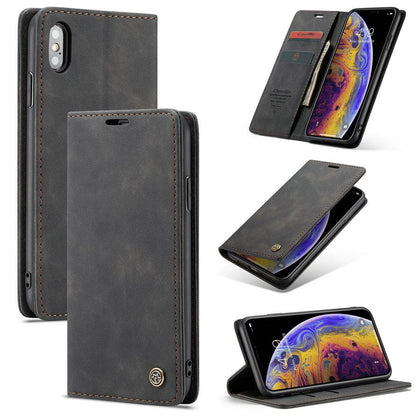 CaseMe Retro Wallet Case For iPhone x xs max Luxury PU TPU PC Card Leather Magnetic Cover For iPhone 6s 7 8 Plus Flip Phone Case