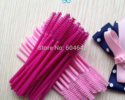 100pcs/lot  make up brush synthetic fiber Disposable Eyelash Brush Mascara Applicator Pink mascara brush  and Rose red brush