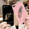 Luxury Quill Pen Drop Mirror Pink Soft Cover Case For Iphone 6 6S S Plus 7 7Plus 8 8Plus X Xs Xr Max Feathers Phone Cases Funda