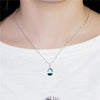 Usa Stock Uloveido 40% Water Drop Necklaces Pendants 925 Silver Necklace Women Chain Colar Blue Zircon Bijoux With Box Wa041 (Platinum Plated Blue 45Cm)