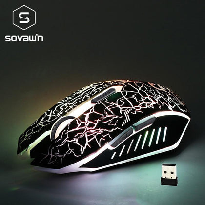 Rechargeable Breathing LED Wireless Gaming Mouse USB 2.4Ghz 2000 DPI Gamer Optical 10m Muoses for PC Desktop Laptop Computer