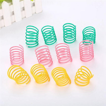10Pcs Cute Cat Spring Toys Wide Durable Heavy Gauge Plastic Colorful Springs Cat Toy Playing Toys For Kitten Pet Accessories Set