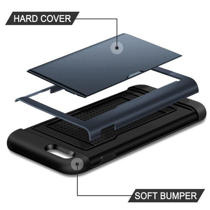 UPaitou Hybrid Armor Case for iPhone 8 7 6 6S Plus Wallet Case Card Holder Shockproof Rubber Bumper Cover for iPhone 5S SE Case