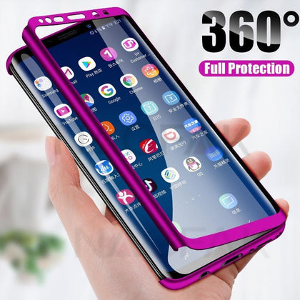 NAGFAK 360 Full Cover Phone Case For Samsung Galaxy S9 S8 Plus Note 9 8 PC Protective Cover For Samsung S7 Edge Case With Glass