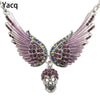 Yacq Angel Wings Skull Choker Necklace Guardian Biker Crystal Goth Jewelry Gift For Women Silver Color Nc07 (18+2)"