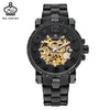 Mg. Orkina Men Wristwatch Golden Skeleton Clock Mechanical Male Wrist Watch Black Relogio Masculino Automatic Zegarek Meski