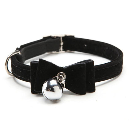Safety Elastic  Bowtie with bell small dog cat collar safe soft velvet 6 colors pet Products dog collar pet supplier