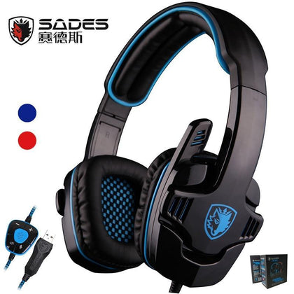 Sades SA901 SA-901 Gaming Headset 7.1 surround USB Headphone with Microphone Noise Cancelling Mic for Computer Laptop PC Gamer