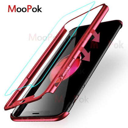 MooPok Luxury 360 Full Cover Case For Samsung Galaxy S8 S9 Plus S7 S6 Edge Note 8 Anti-knock Phone Cover S 9 8 7 Case With Glass