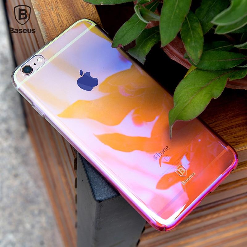 Baseus Originality Case For Iphone X 6S Plus Luxury Aurora Gradient Color Transparent Case For Iphone X 6 6S Plus Hard Pc Cases