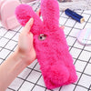 Fashion Fluffy Plush Warm Cell Phone Cases For Iphone Se 5 5S Cases Fur Rabbit Diamond Cover Soft Tpu Fundas Coque For Iphone 5