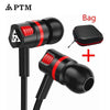 Ptm In-Ear Earphone Super Bass Stereo Sound Headset Sport Headphones With Mic For Phones Iphone Samsung Xiaomi Ear Phone 3.5Mm