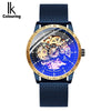 Ik Colouring Mens Watches Mesh Braided Stainless Steel Band Automatic Mechanical Male Clock Skeleton Steampunk Relogio Masculino