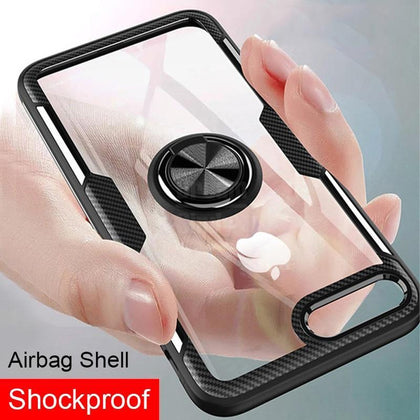 Luxury Silicone Soft Bumper Case On For IPhone 8 6 6s 7 Plus Car Holder Ring Case For IPhone X XR XS Max Shockproof Phone Case