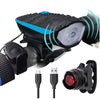 Bike Light Led Flashlight With Bell + Horn Luces Bicicleta Lamp Mtb Road Cycling Headlight Bicycle Accessories