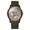 Ik Colouring Men Watch Fashion Casual Wooden Case Crazy Horse Leather Strap Wood Watch Skeleton Auto Mechanical Male Relogio