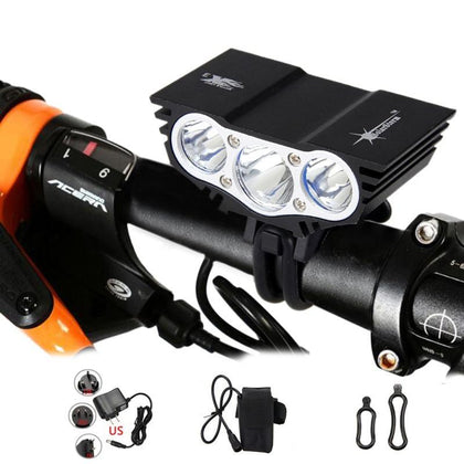 Bright 6000 Lumen 3x  T6 LED Head Front Bicycle Bike HeadLight Lamp Light Headlamp 6400mAh Battery with Charger