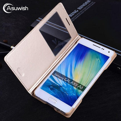 Asuwish Smart Flip Cover Leather Phone Case For Samsung Galaxy A5 2015 A 5 7 A7 A52015 SM A500 A500F A700 A700F SM-A500F View