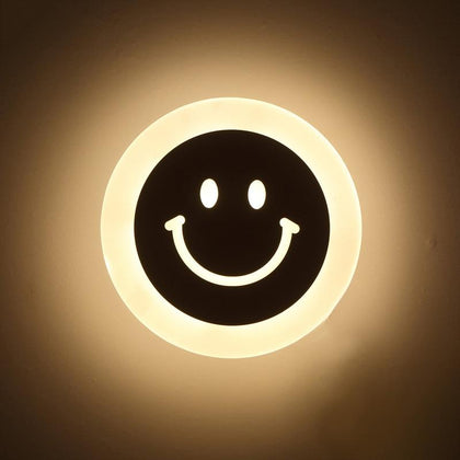 Creative LED Smile Face Wall Lamp Simple Kids Cartoon Bed Room Light Ultra-thin Acrylic Porch Aisle Lanterns Passage Luminaire