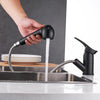 Kitchen Faucets 360 Degree Swivel Pull Out Kitchen Sink Faucet Water-Saving Polished Black Basin Crane Mixer Brass Tap Wf-7005