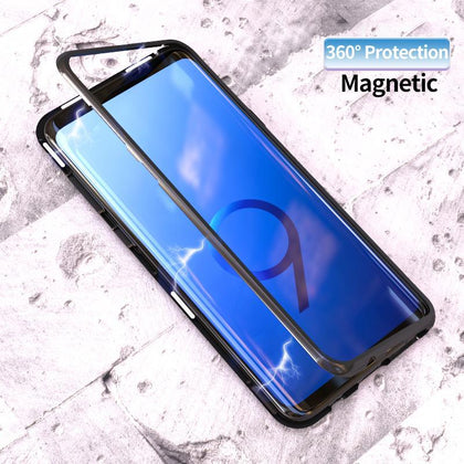 Magnetic Adsorption Flip Case for Samsung Galaxy S8 S9 Plus Note 8 S7 S7 Edge Tempered Glass Back Cover Luxury Metal Bumper Case