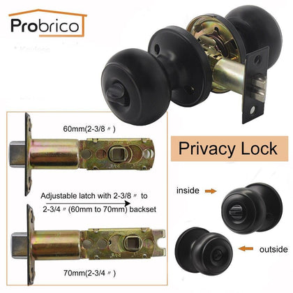 Probrico Stainless Steel Black Door Lock Entrance/Privcy/Passage/Deadbolt Locker Key/Keyless Security Door Knob Handle DL609BK
