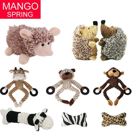  Dog  Puppy Plush Toys Pet Puppy Chew Squeaker Squeaky Plush Sound Hedgehog Sheep Monkey Cow  Dumb Pet Talking Toys Dog Cat Toy
