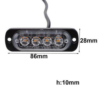 12V - 24V 4 Led Strobe Warning Light Strobe Grille Flashing Lightbar Truck Car Beacon Lamp Amber Yellow White Traffic light