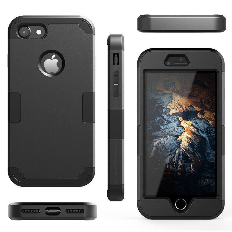 Luxury Hard Pc Case For Iphone 7 6 6S 8 Plus Xr Xs Max Case For Iphone X 5 5S Se 360 Cases 3 In 1 Anti Shock Armor Rugged Cover