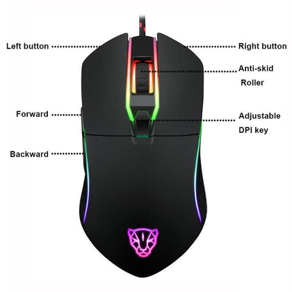 Motospeed V30 RGB Programming 3500 DPI Gaming Gamer Mouse USB Computer Wried Optical Mice Backlit Breathing LED for PC Game