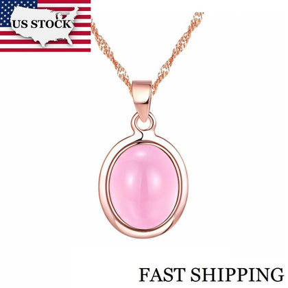 US STOCK Necklaces Pendants Choker Silver Rose Gold Color Long Crystal Pendant Necklace Fashion Jewelry Uloveido DN02