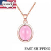 Us Stock Necklaces Pendants Choker Silver Rose Gold Color Long Crystal Pendant Necklace Fashion Jewelry Uloveido Dn02 (Rose Gold Color Pink)