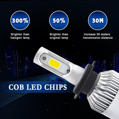 Turbo H1 Led Car Headlight H4 High/Low Beam Led Bulbs COB Chips H3 H7 H8 H9 H11 H13 HB3 HB4 H27 LED Fog Light 6500K 72W 8000LM