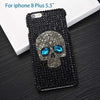 Diamond Bling Rhinestone Skull With Blue Eye Cover Fashion Phone Cases For Iphone 5 5S 6 6S 7 8 Plus Samsung S8 S7 S6 Edge Case