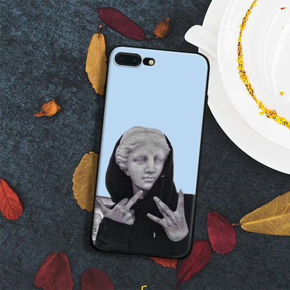 Spoof personality statue Fun art Tpu Soft Silicone Phone Case Cover Shell For Apple iPhone 5 5s Se 6 6s 7 8 Plus X XR XS MAX