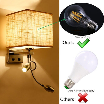 Wall Lamp Sconce Switch Stairs Light Luminaires Fixture E27 Bulb Bedroom Decor Bathroom Modern Bedside Lighting Wall Mounted