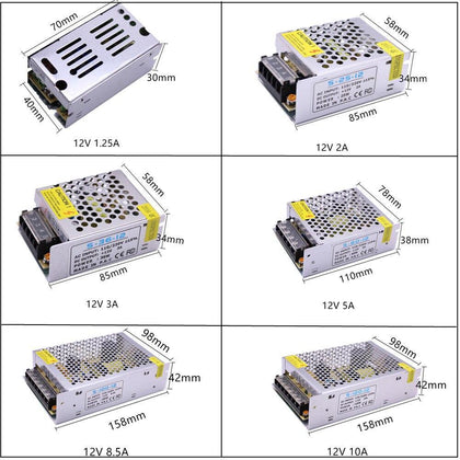 DC12V 1A 2A 3A 5A 8.5A 10A 15A 20A 30A lighting Transformers LED Driver Power Adapter For LED Strip light Switch Power Supply
