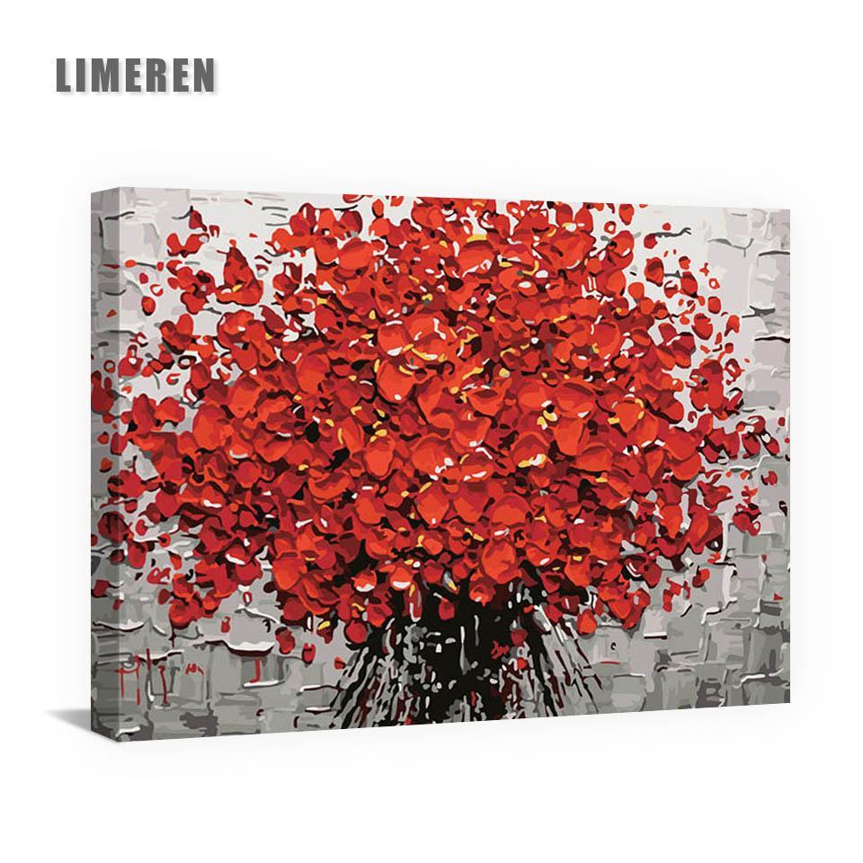 13 Styls Red Gray Flowers Street Landscape Art Pictures Oil Painting By Numbers Diy Drawing On Canvas For Home Decor Unique Gift