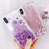 Pink Love Heart Glitter Phone Case For iPhone XS Max X XR Liquid Quicksand Case for iPhone 5S 6S 6 7 8 Plus Cover Bling Sequins