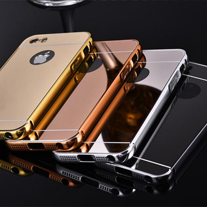 Luxury Aluminum For iphone 5 5S SE Phone Case Metal Frame Acrylic PC Mirror Shockproof Back Cover For iphone On 4 4S 5 5S Cases