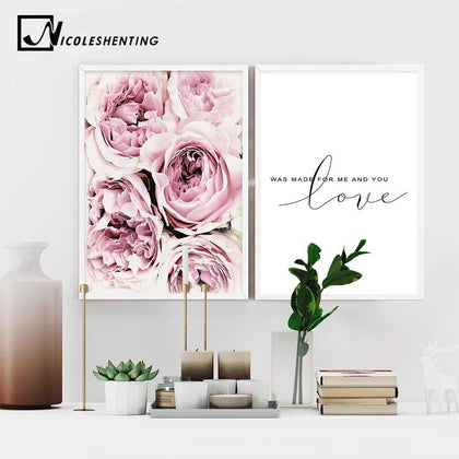 Scandinavian Style Pink Flower Painting Wall Art Canvas Posters Nordic Prints Decorative Picture Modern Home Bedroom Decoration