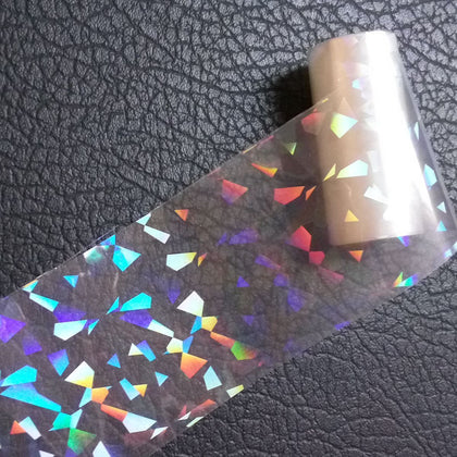 Fashion Clear Nail Transfer Film Holo Irregular Triangle Pattern Holographic Nail Foil Sticker 100cm SK020