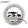Lediary 14W Animal Led Round Wall Sconce 110-240V Modern Black Elephant Painting Wall Lights For Living Room Decoration Fixtures