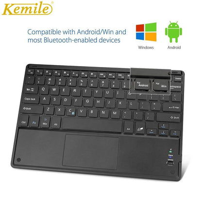 Kemile Ultrathin Wireless Bluetooth Keyboard Touchpad Keyboard Spain Russian Arabic Hebrew Stickers For Android Windows System