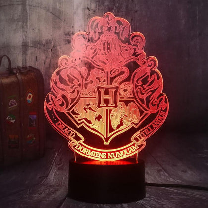 NEW Harri Potter HOGWARTS Magic School Emblem 3D LED Night Light 7 Color Sleep Home Decor Lamp Fans Boy Christmas New Year Gift